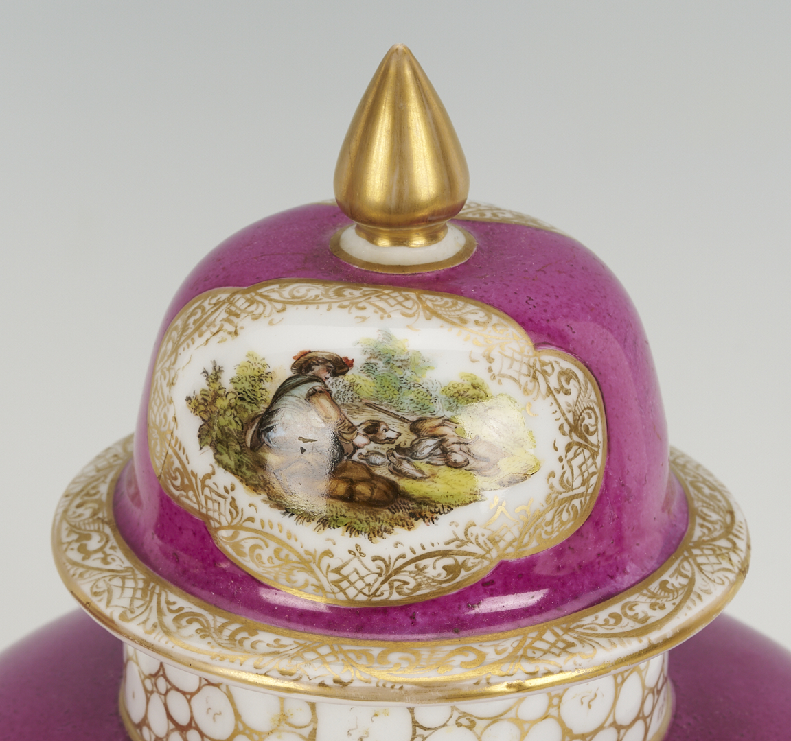 Lot 776: 4 Dresden Porcelain Items, Urns & Cachepots, attrib. Helena Wolfsohn