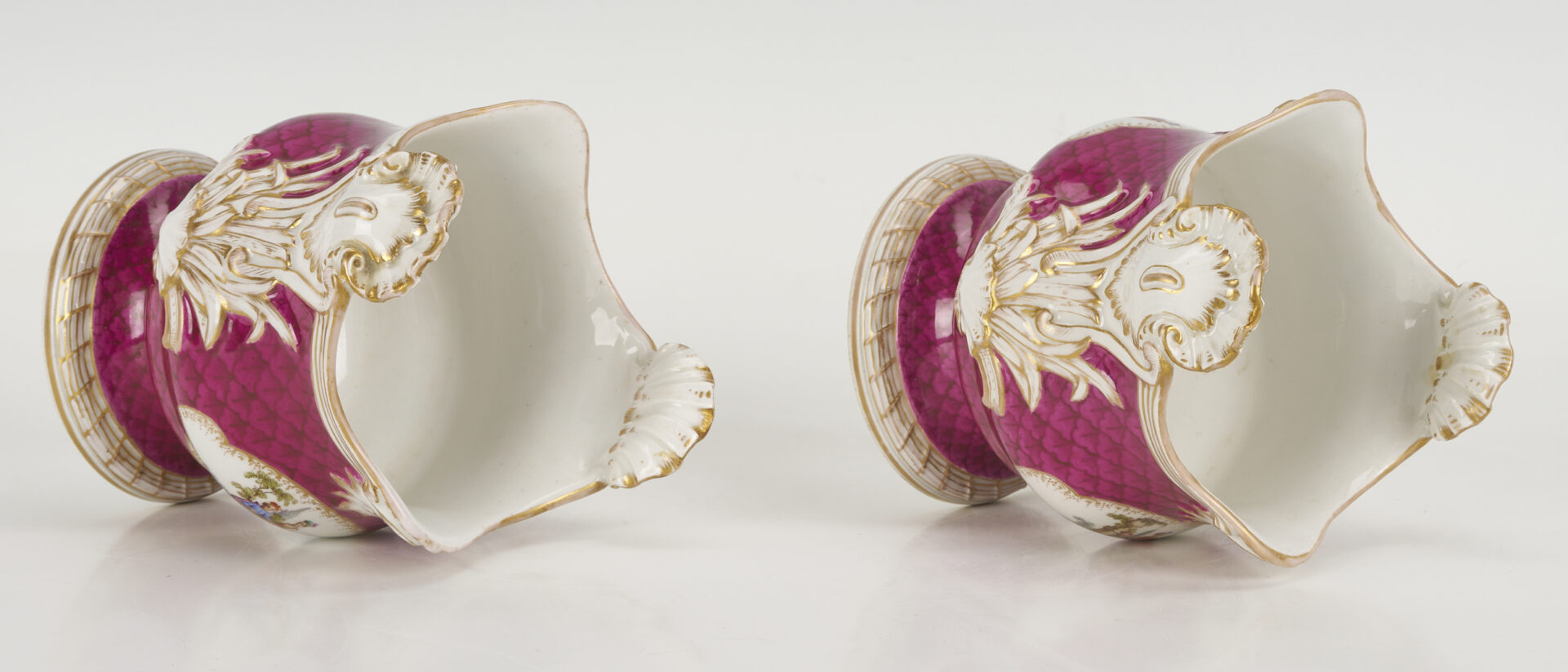 Lot 776: 4 Dresden Porcelain Items, Urns & Cachepots, attrib. Helena Wolfsohn