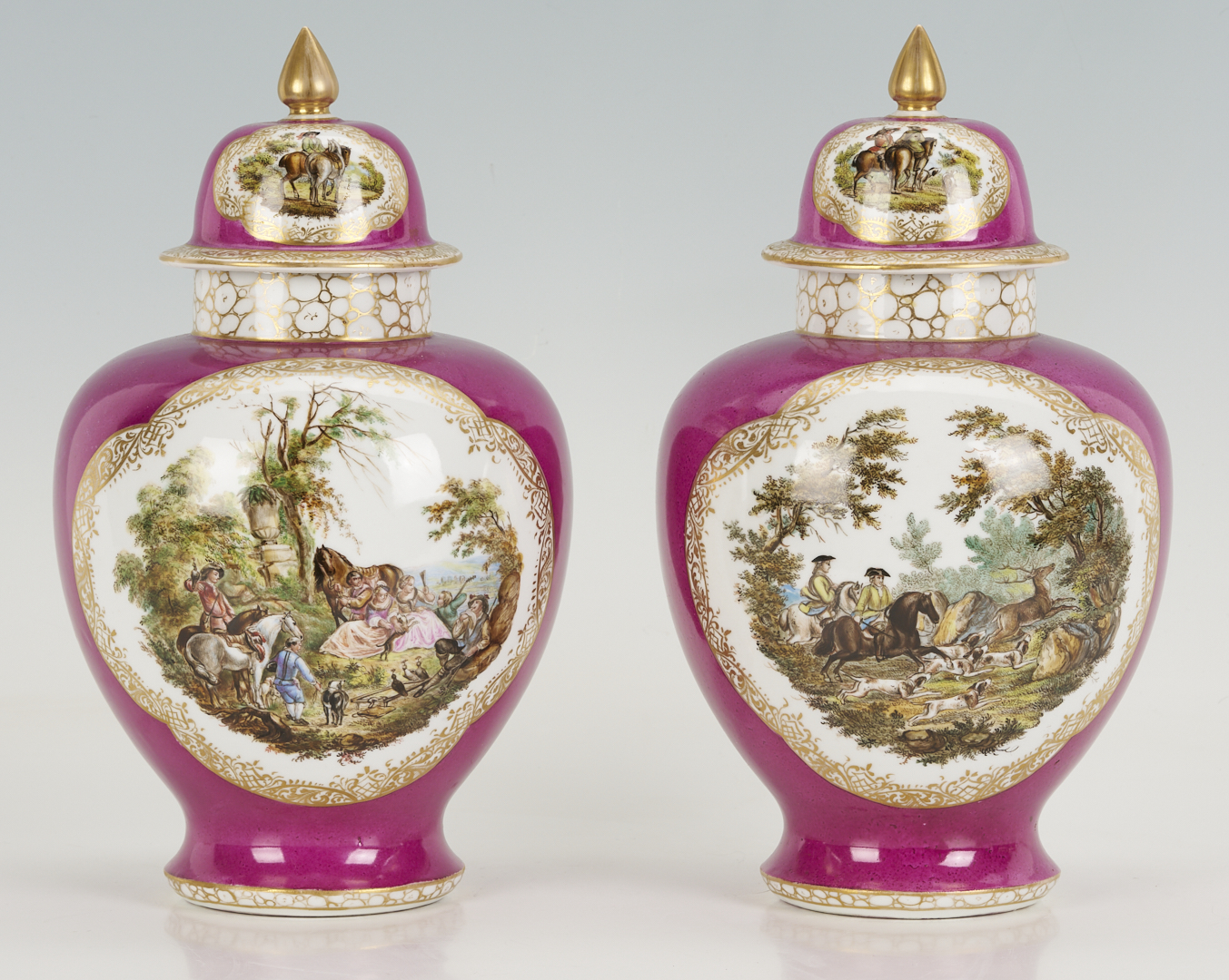 Lot 776: 4 Dresden Porcelain Items, Urns & Cachepots, attrib. Helena Wolfsohn