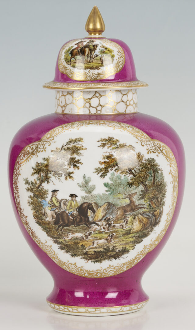 Lot 776: 4 Dresden Porcelain Items, Urns & Cachepots, attrib. Helena Wolfsohn