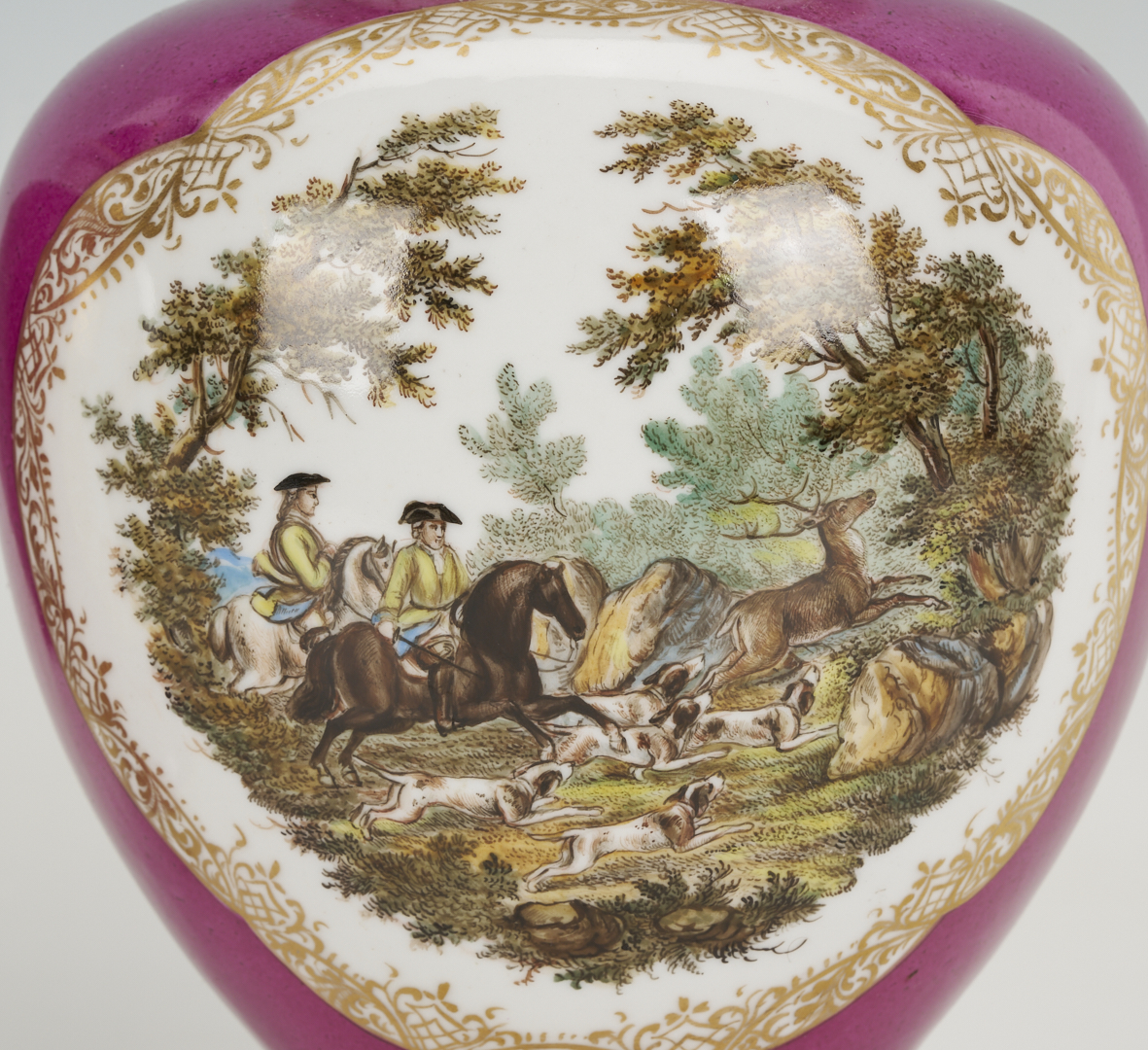 Lot 776: 4 Dresden Porcelain Items, Urns & Cachepots, attrib. Helena Wolfsohn