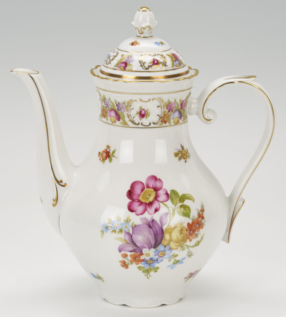 Lot 777: 36 Pcs Empress Dresden Flowers Porcelain Incl. Coffee Pot