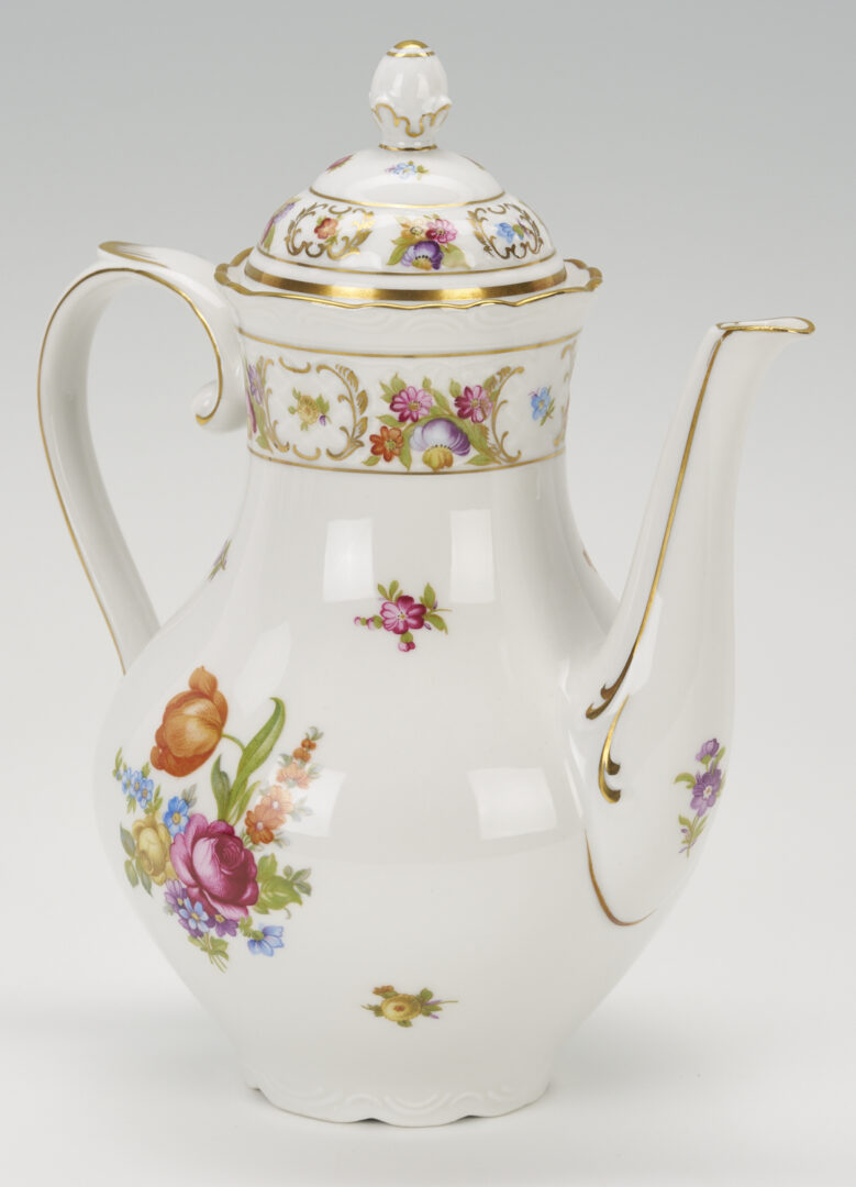 Lot 777: 36 Pcs Empress Dresden Flowers Porcelain Incl. Coffee Pot
