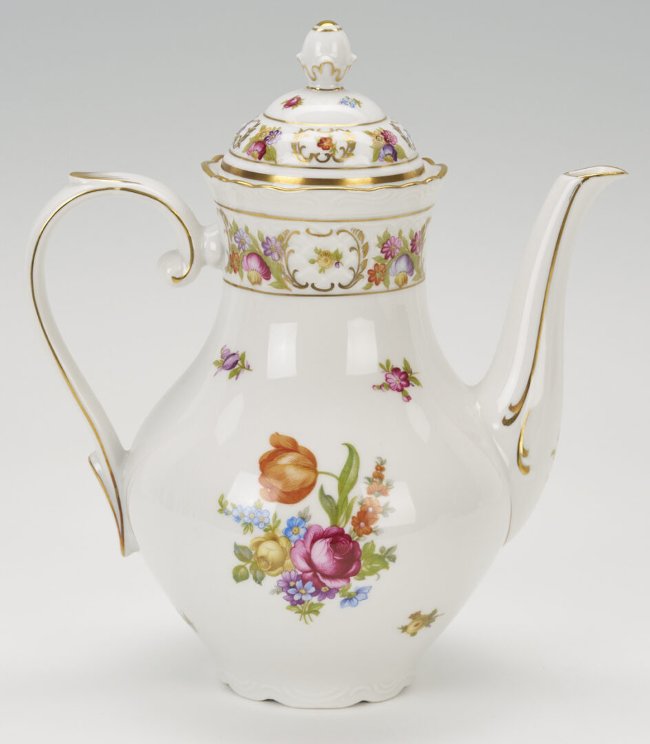 Lot 777: 36 Pcs Empress Dresden Flowers Porcelain Incl. Coffee Pot