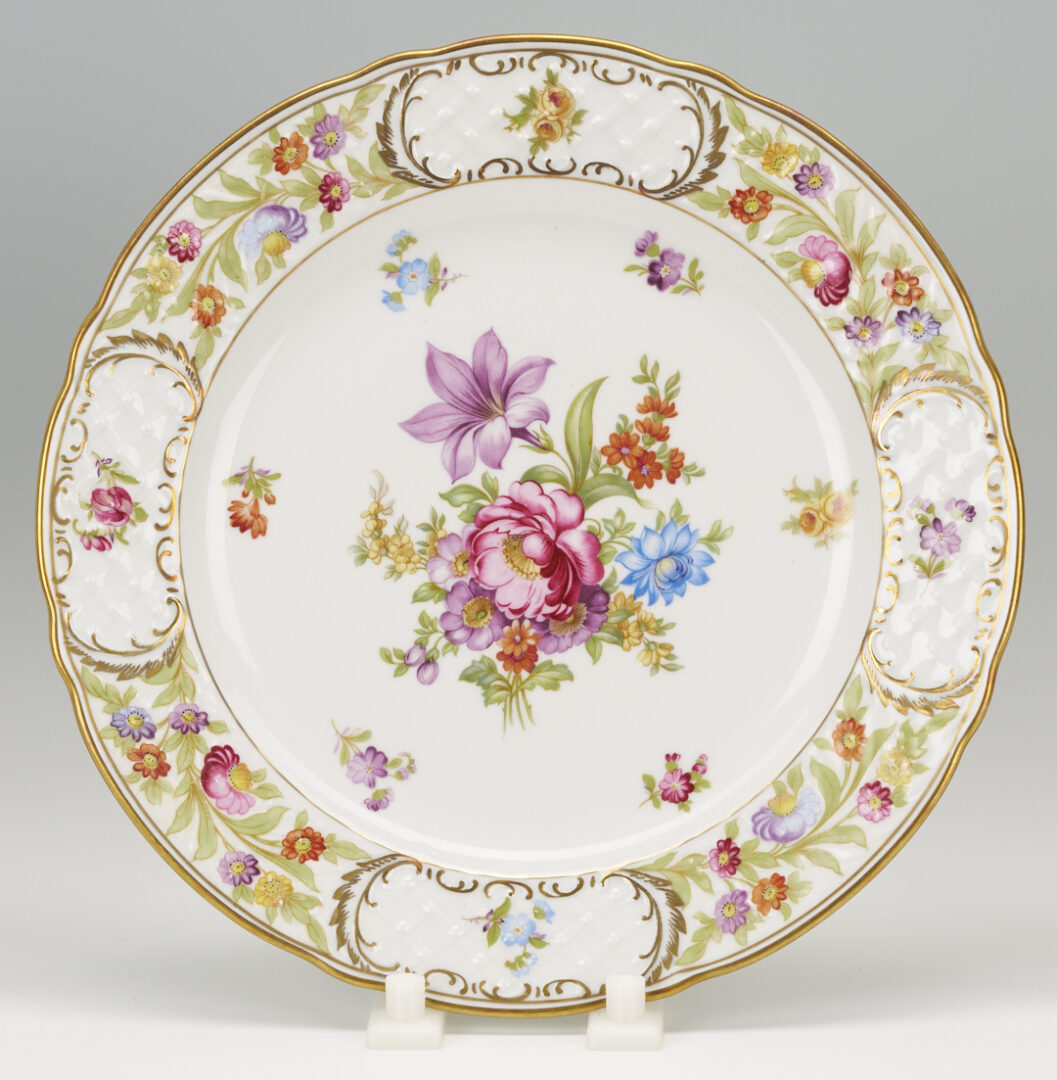Lot 777: 36 Pcs Empress Dresden Flowers Porcelain Incl. Coffee Pot