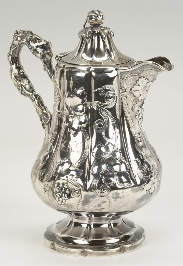 Lot 77: Coin Silver Tea Pot plus Sterling Stuffing Spoon