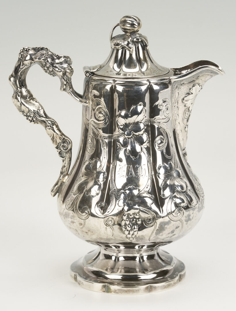 Lot 77: Coin Silver Tea Pot plus Sterling Stuffing Spoon