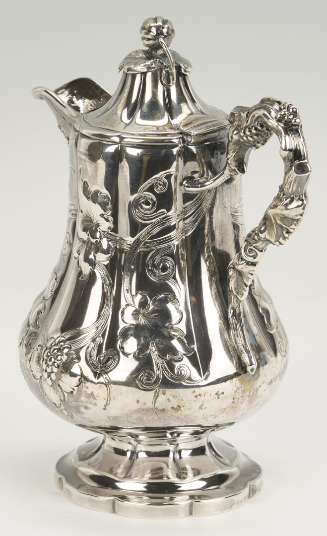 Lot 77: Coin Silver Tea Pot plus Sterling Stuffing Spoon