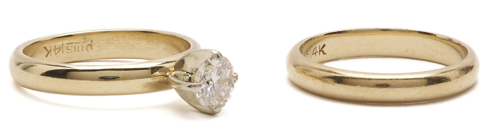 Lot 782: 14K Diamond Ring with 14K Gold Wedding Band