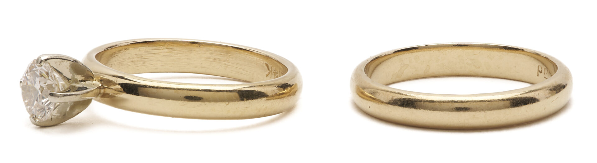 Lot 782: 14K Diamond Ring with 14K Gold Wedding Band