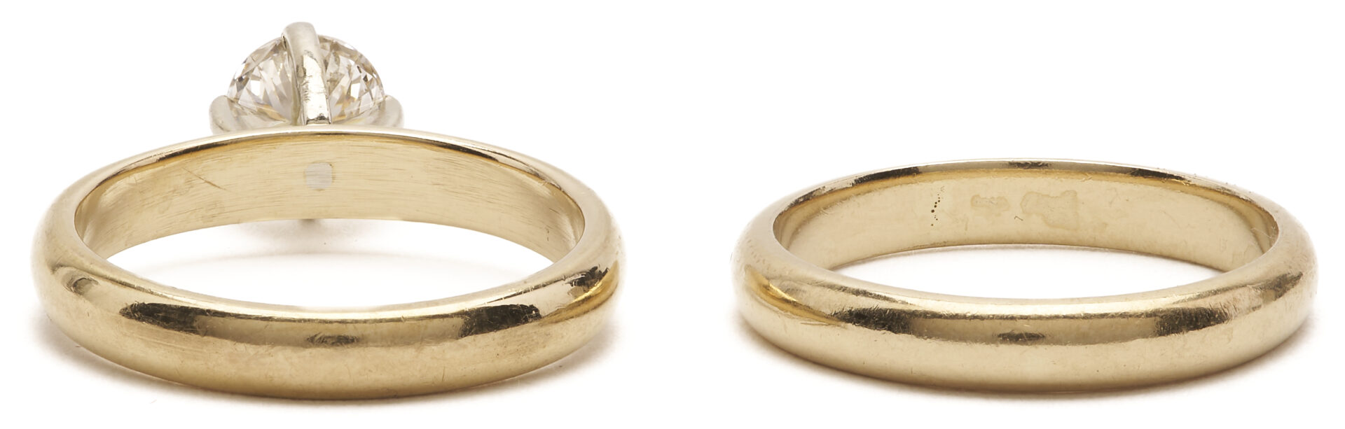 Lot 782: 14K Diamond Ring with 14K Gold Wedding Band
