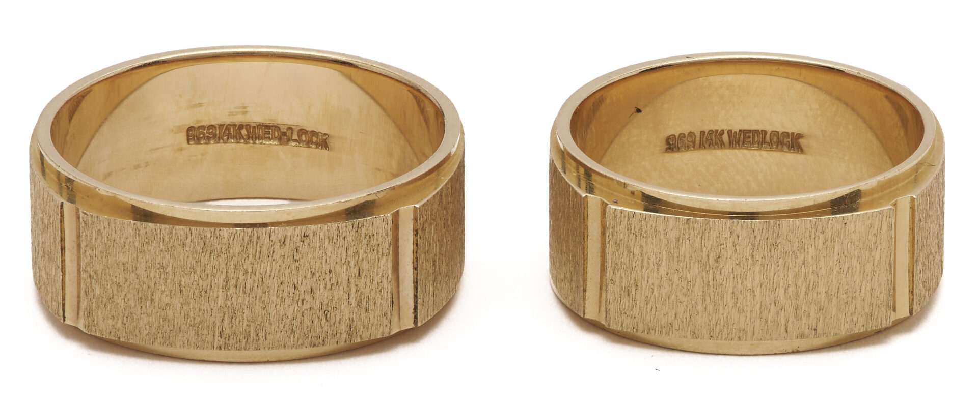 Lot 784: Two 14K Brushed Gold Wedding Bands