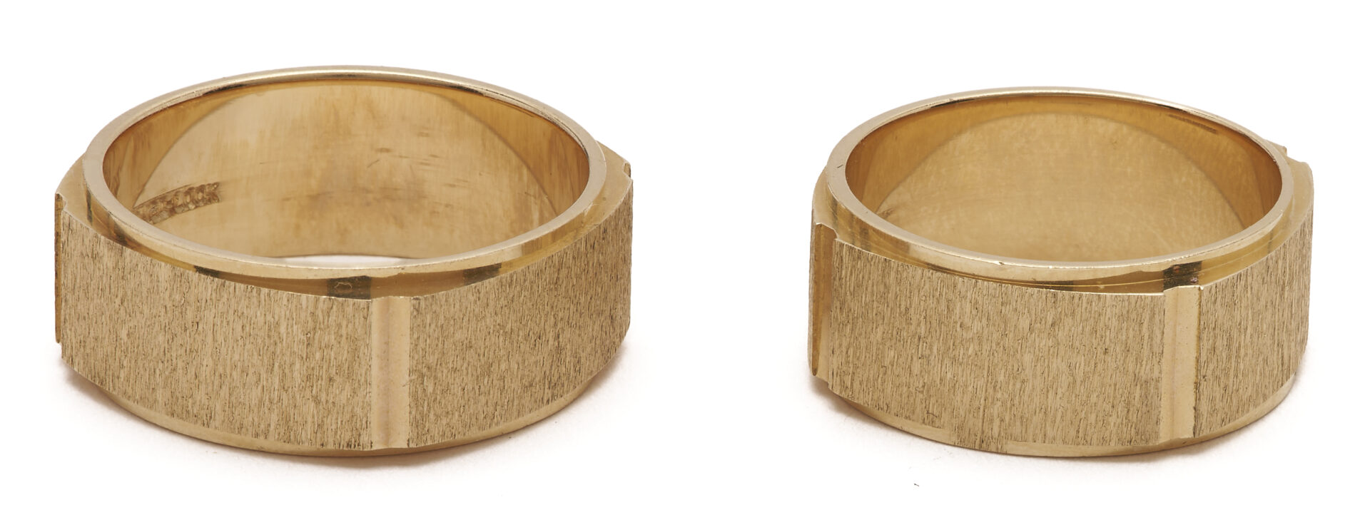 Lot 784: Two 14K Brushed Gold Wedding Bands