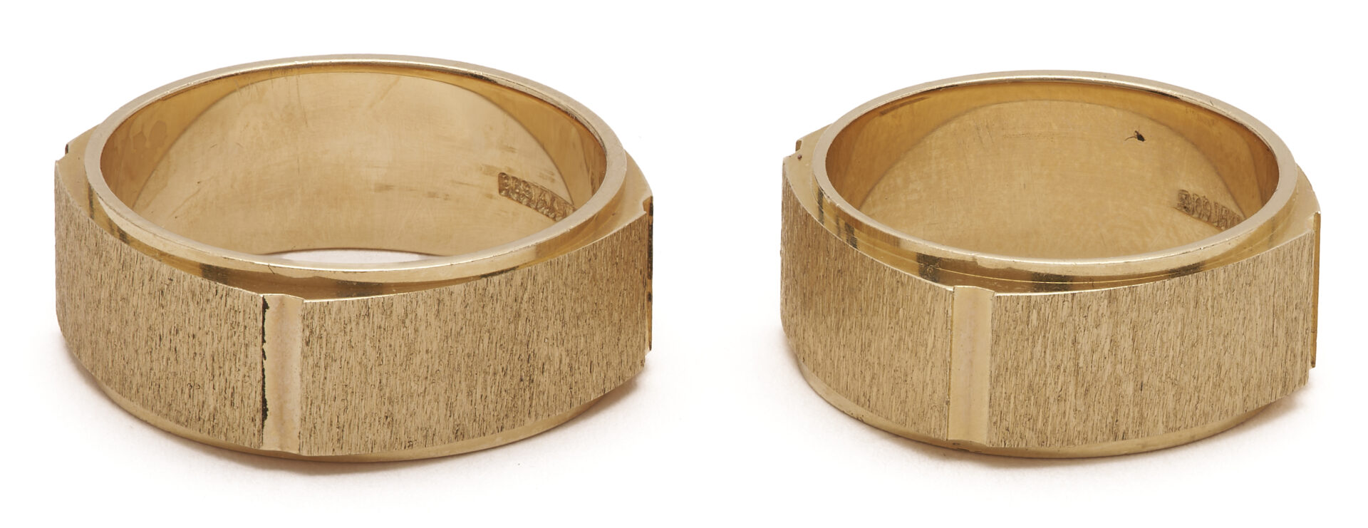 Lot 784: Two 14K Brushed Gold Wedding Bands