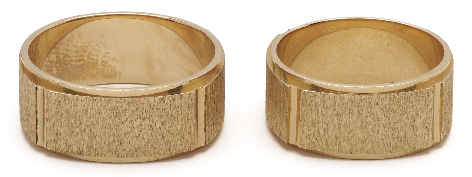 Lot 784: Two 14K Brushed Gold Wedding Bands