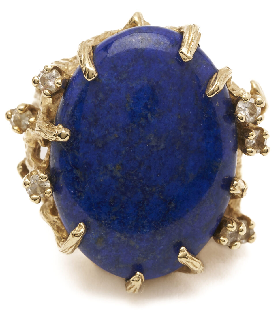 Lot 787: Lapis Lazuli & Diamond 14K Gold Ring
