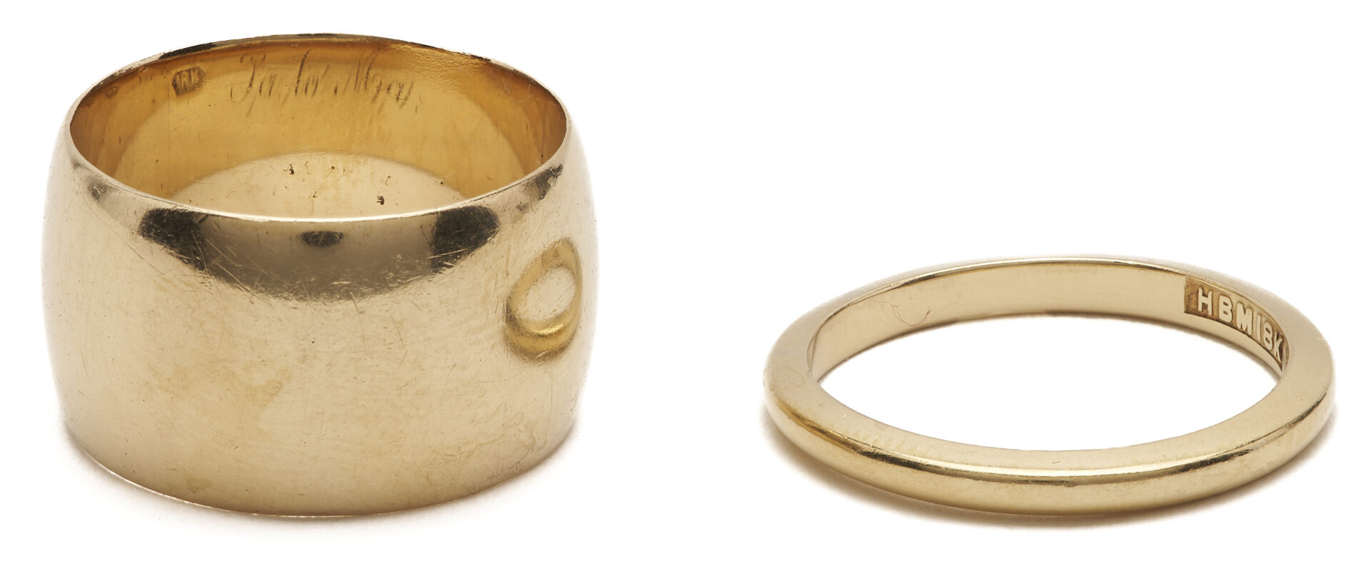 Lot 788: 2 Yellow Gold Wedding Bands