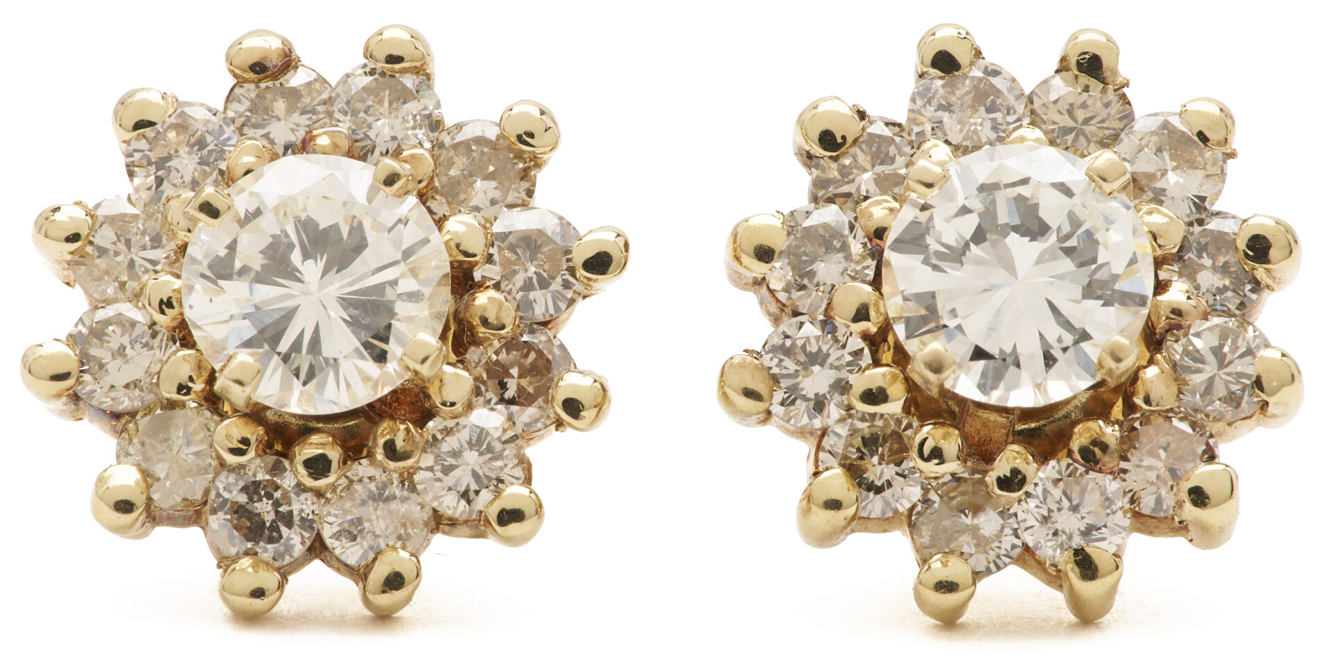 Lot 789: 14K Yellow Gold Diamond Stud Earrings with Diamond Jackets