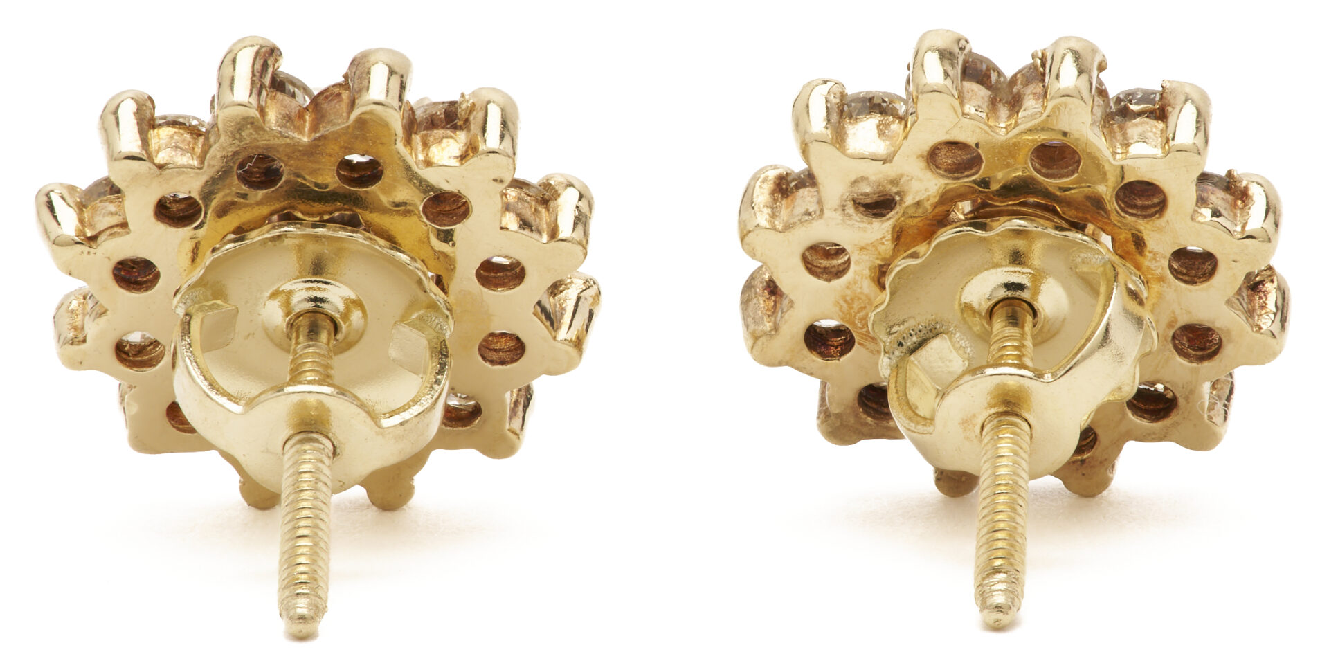 Lot 789: 14K Yellow Gold Diamond Stud Earrings with Diamond Jackets