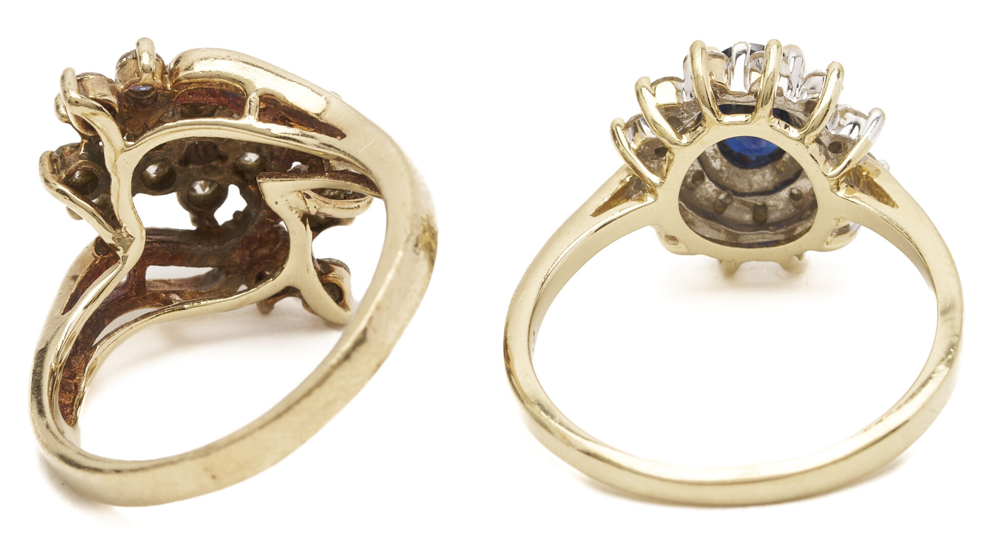 Lot 790: 14K Sapphire and Diamond Ring & 10K Diamond Cluster Ring