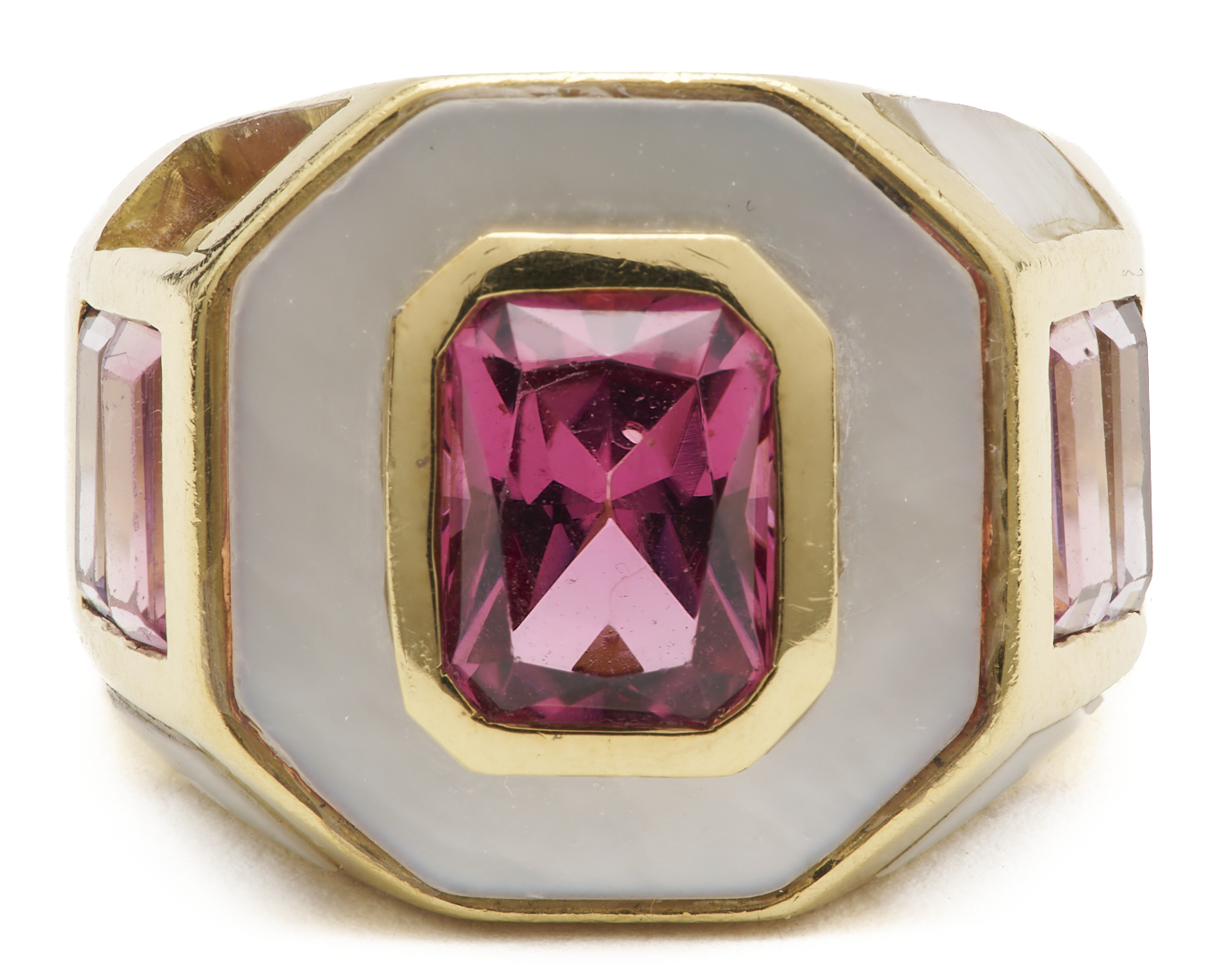 Lot 791: Signed Sabbadini Italy 18K Pink Tourmaline Ring