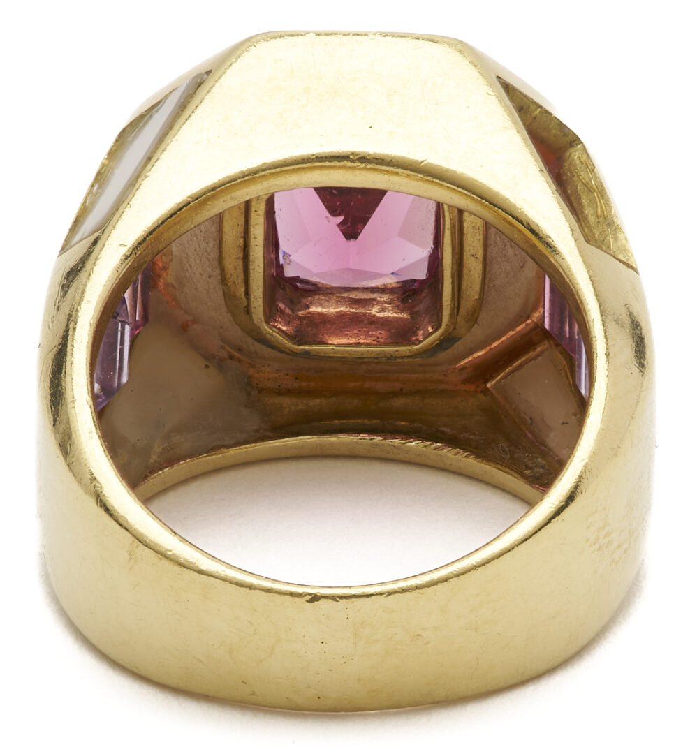 Lot 791: Signed Sabbadini Italy 18K Pink Tourmaline Ring