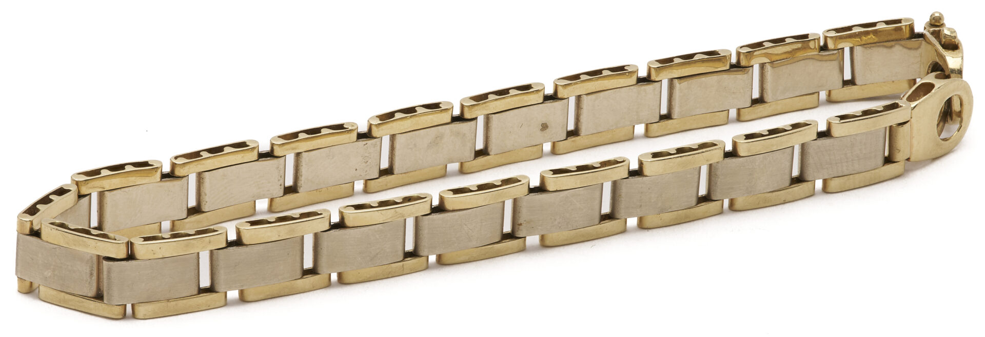 Lot 792: 14K Italian Two Tone Tank Style Bracelet