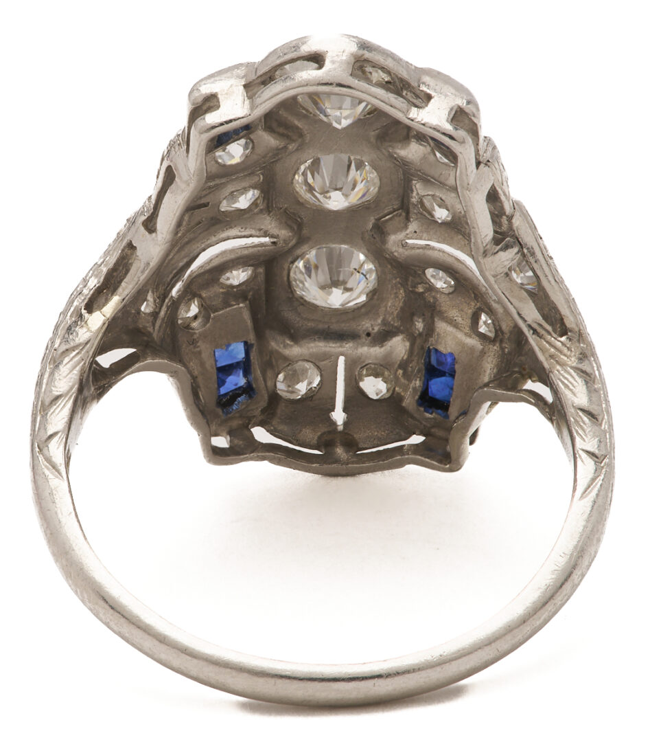 Lot 798: Art Deco Platinum Diamond & Sapphire Duchess Ring