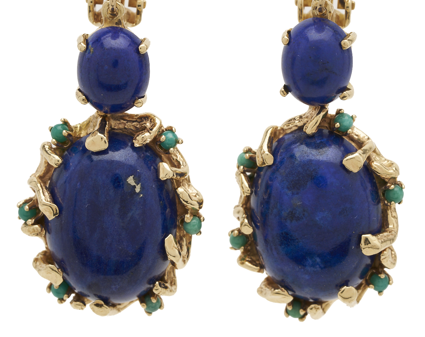 Lot 800: 14K Gold & Lapis Earrings