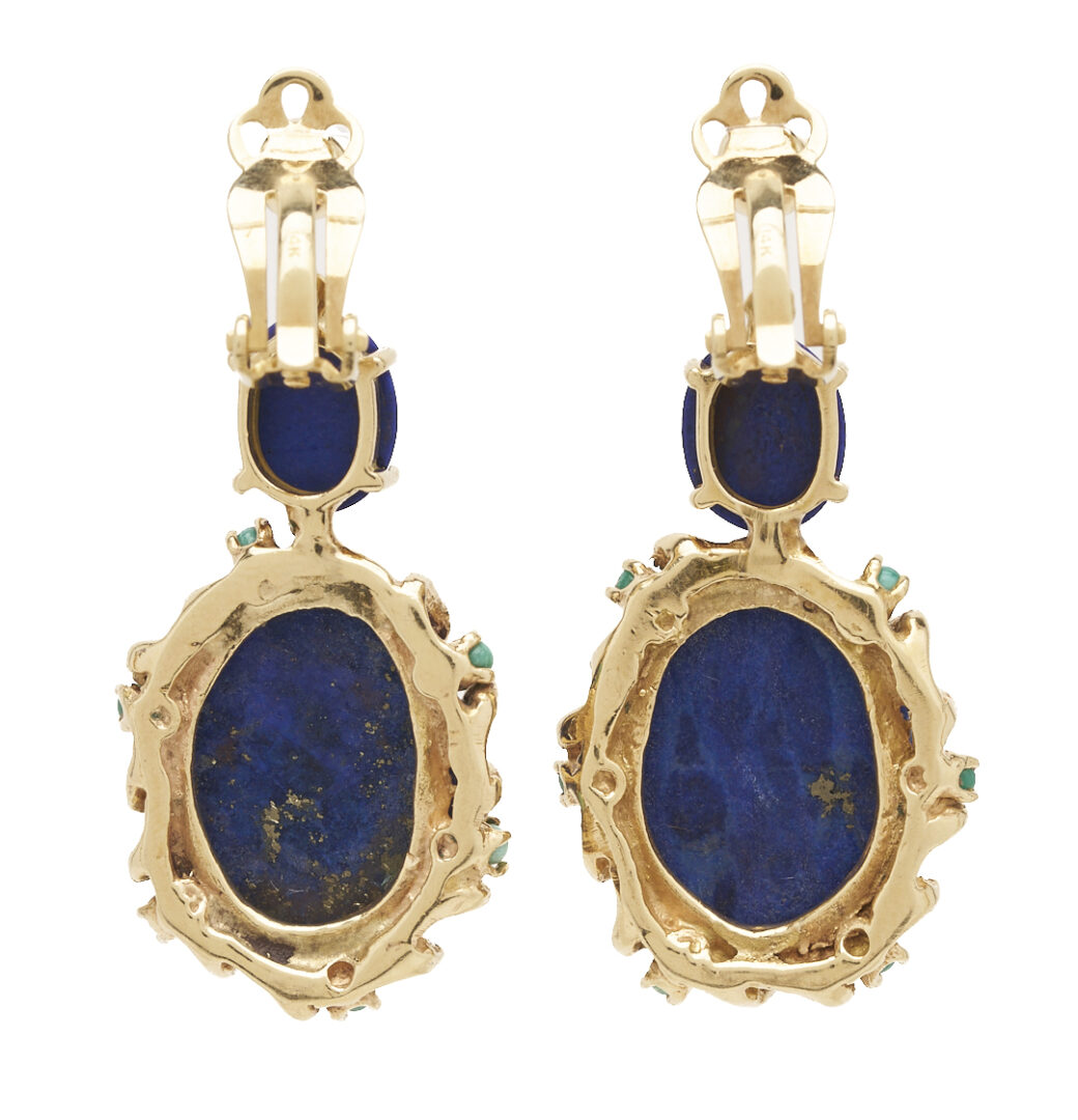 Lot 800: 14K Gold & Lapis Earrings