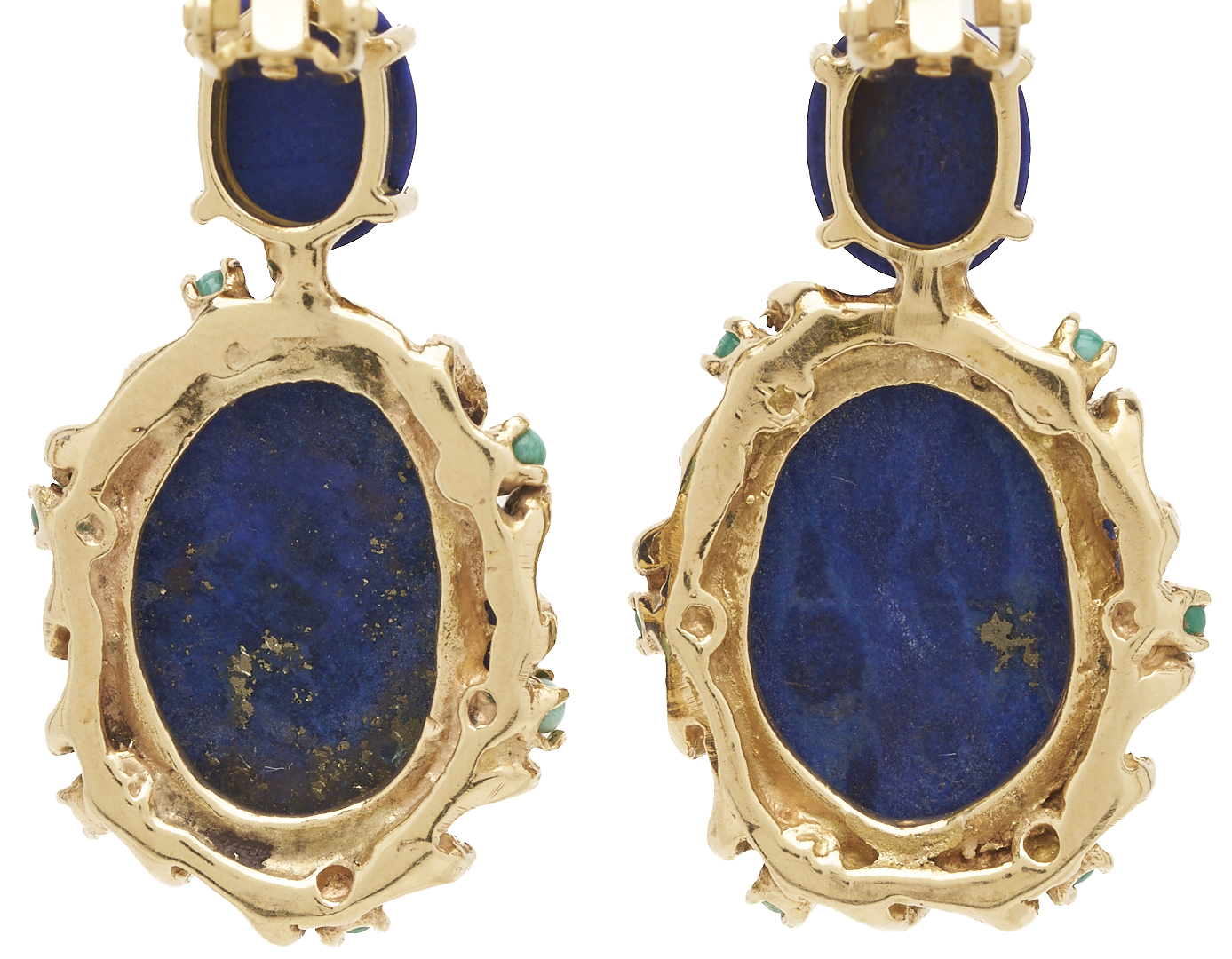 Lot 800: 14K Gold & Lapis Earrings
