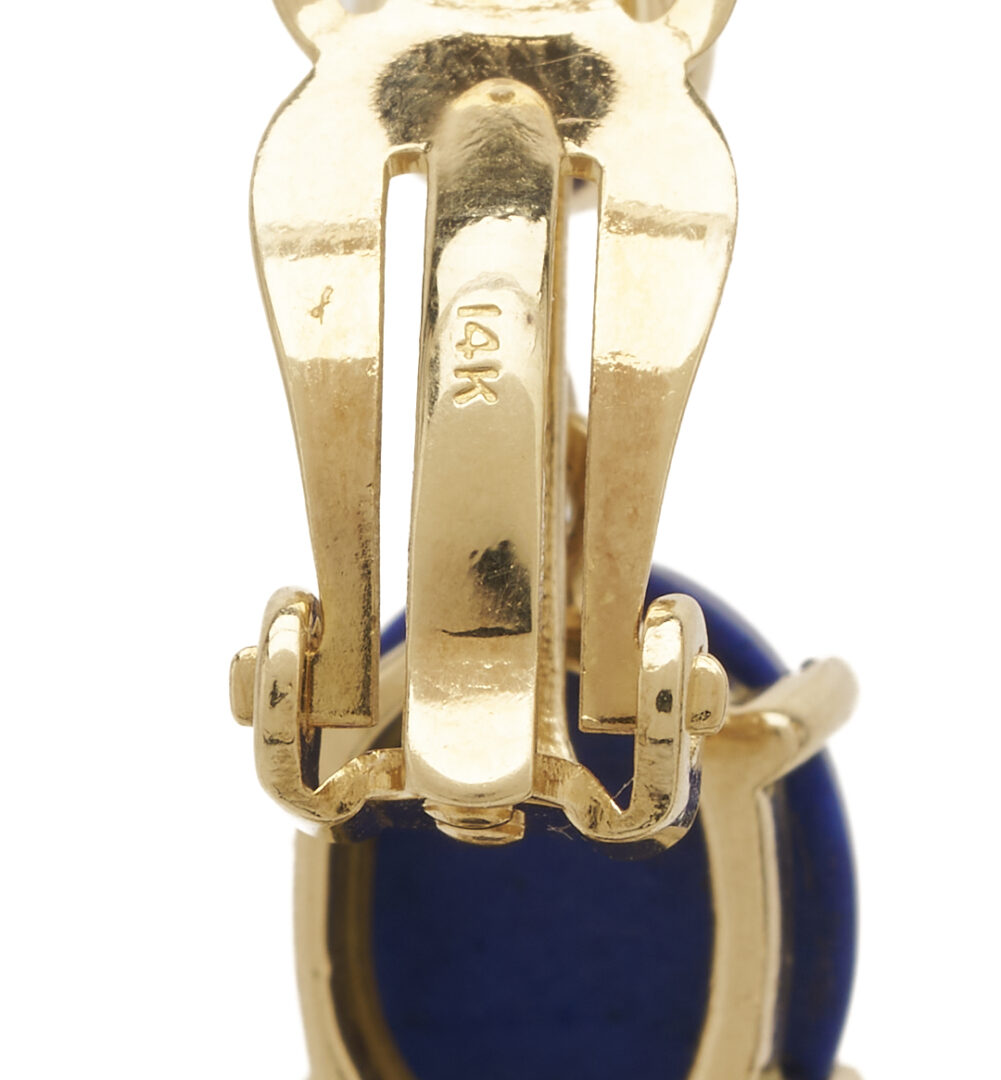 Lot 800: 14K Gold & Lapis Earrings