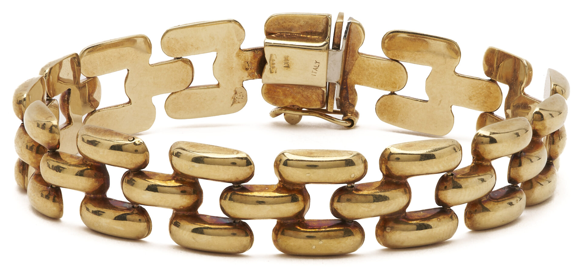 Lot 804: 14K Yellow Gold Italian Panther Link Bracelet