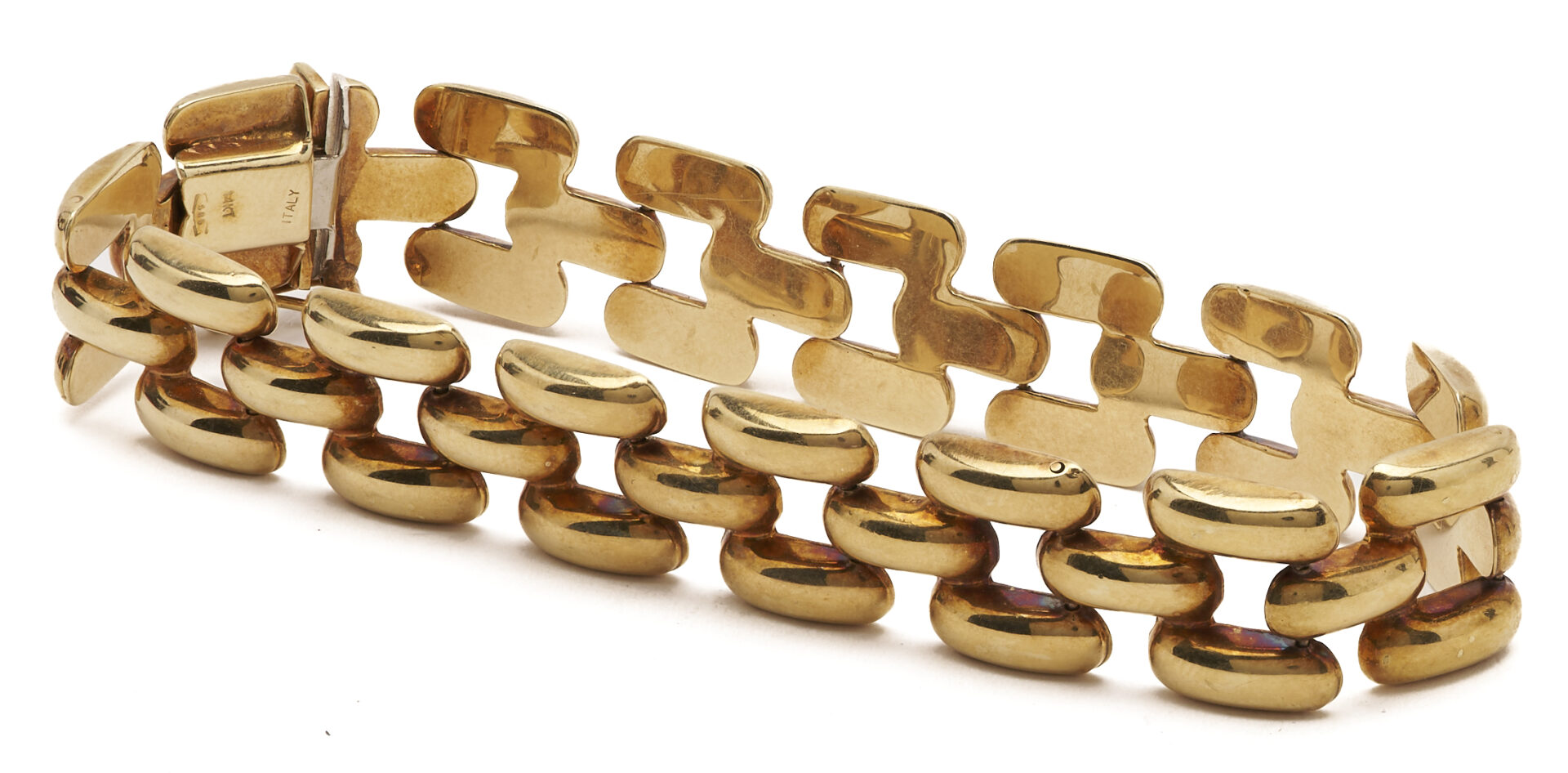 Lot 804: 14K Yellow Gold Italian Panther Link Bracelet