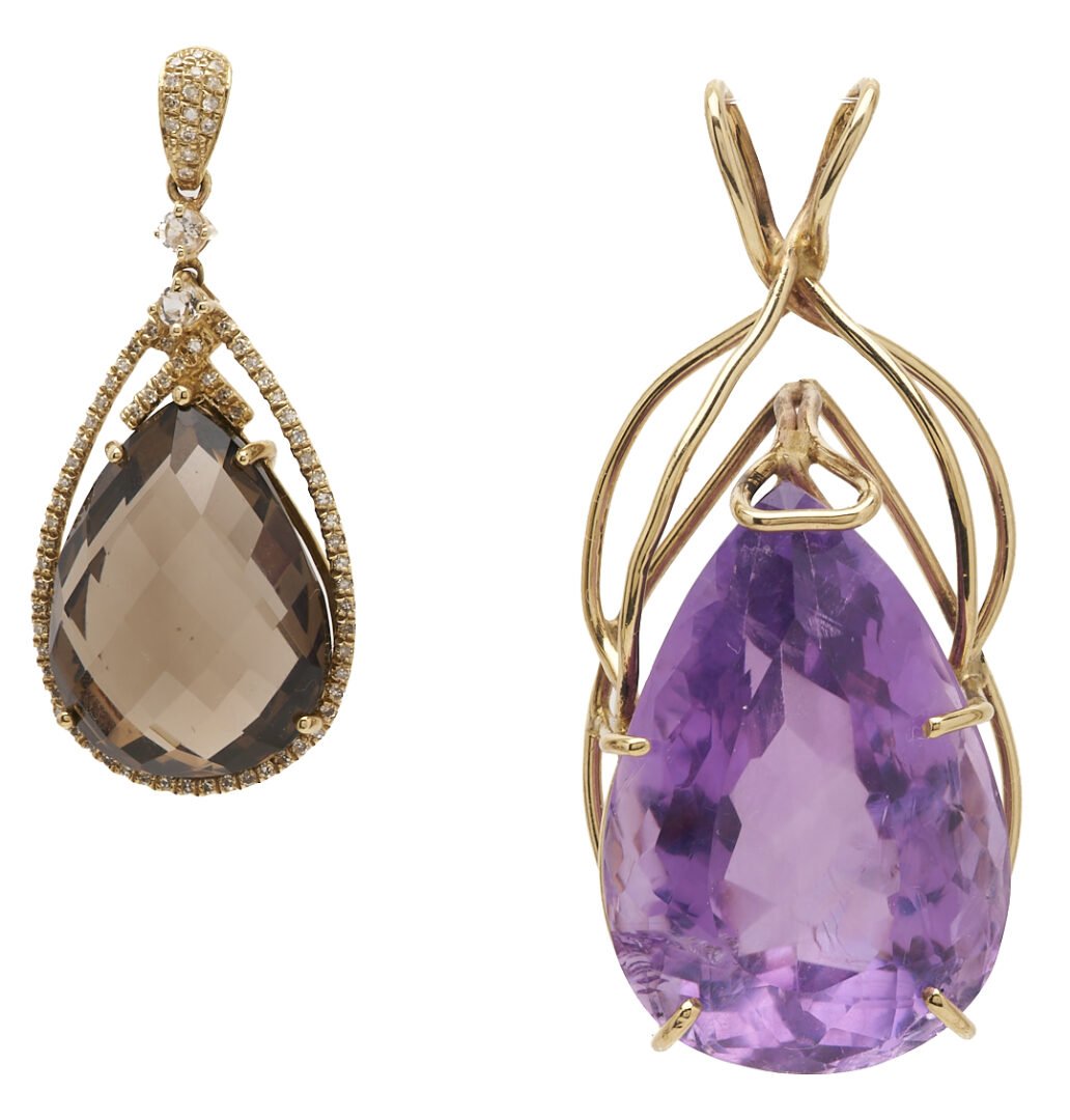 Lot 805: Two 14K Gemstone Pendants