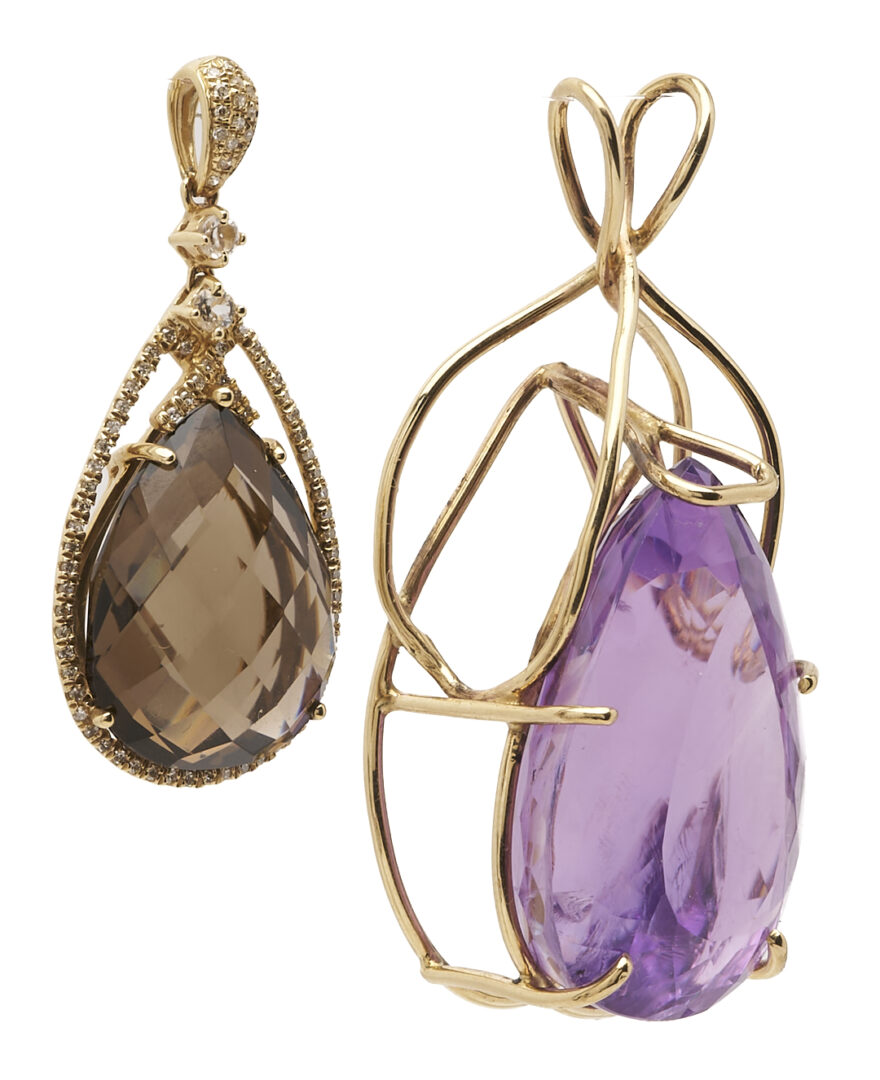 Lot 805: Two 14K Gemstone Pendants