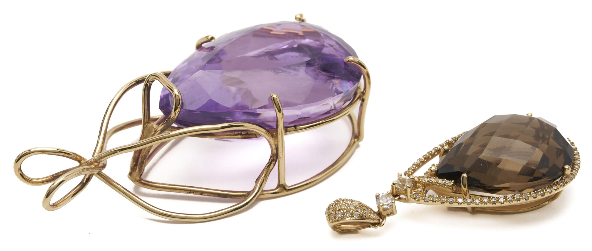 Lot 805: Two 14K Gemstone Pendants
