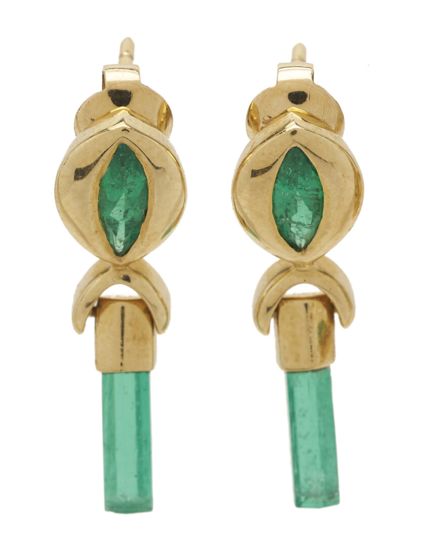Lot 807: 14K Gold & Emerald Earrings and Pendant