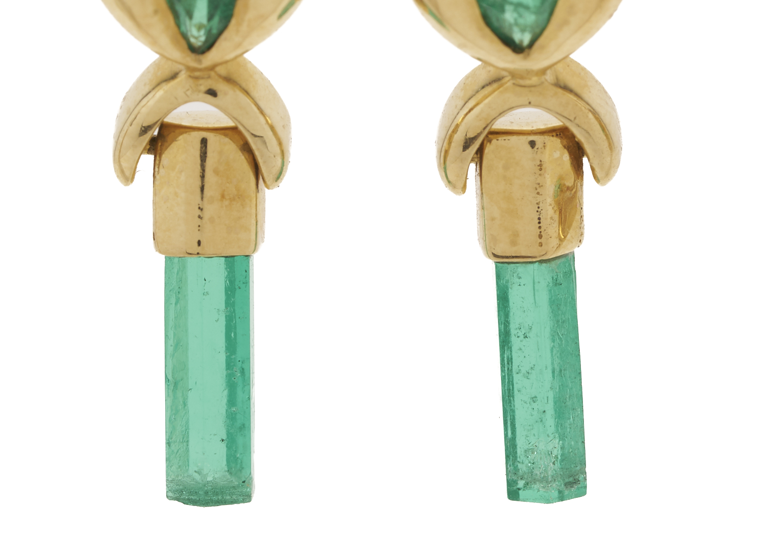 Lot 807: 14K Gold & Emerald Earrings and Pendant