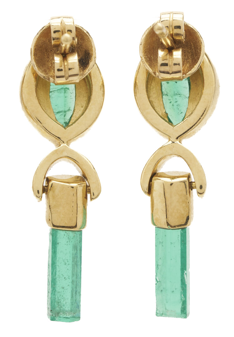 Lot 807: 14K Gold & Emerald Earrings and Pendant