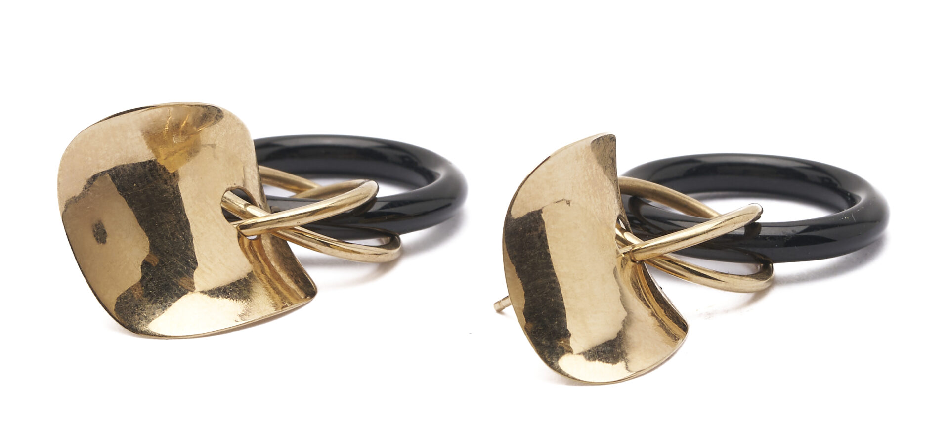 Lot 808: Marilyn Bailey 14K Gold and Onyx Earrings & Bracelet