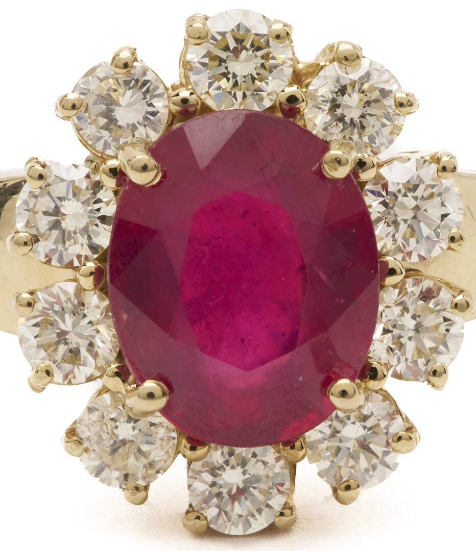 Lot 810: 14K Ruby and Diamond Ring