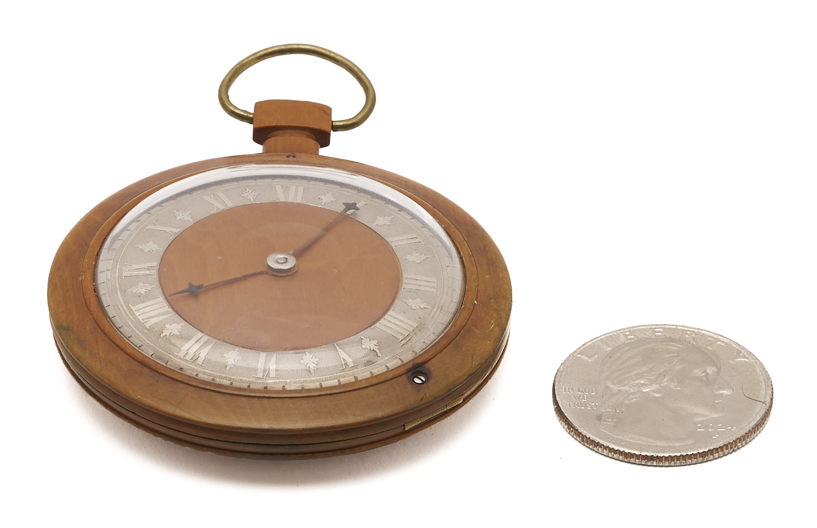 Lot 811: Russian Birchwood Pocket Watch, attrib. Bronnikov & Son