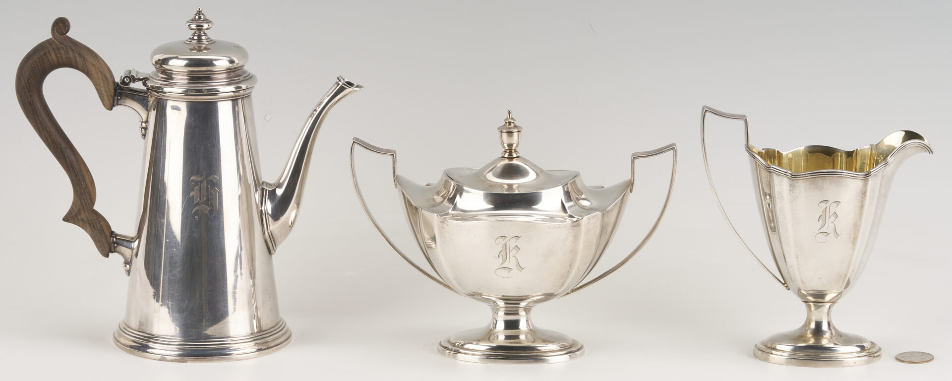 Lot 815: Gorham 3 pc. Assembled Tea Set incl. Plymouth