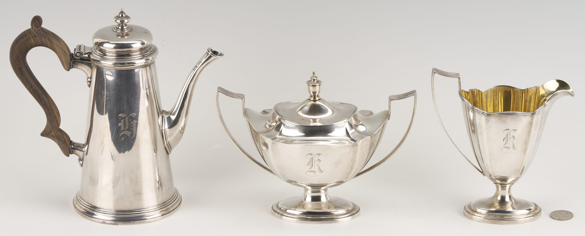 Lot 815: Gorham 3 pc. Assembled Tea Set incl. Plymouth