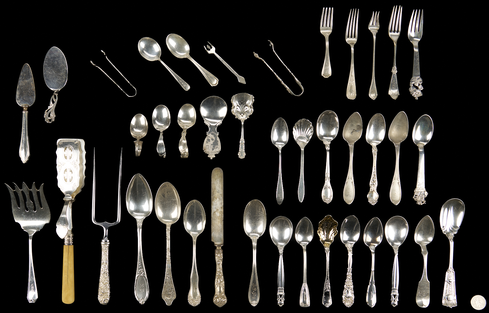 Lot 820: 40 Pcs. Assorted Flatware incl. Georg Jensen, Tiffany