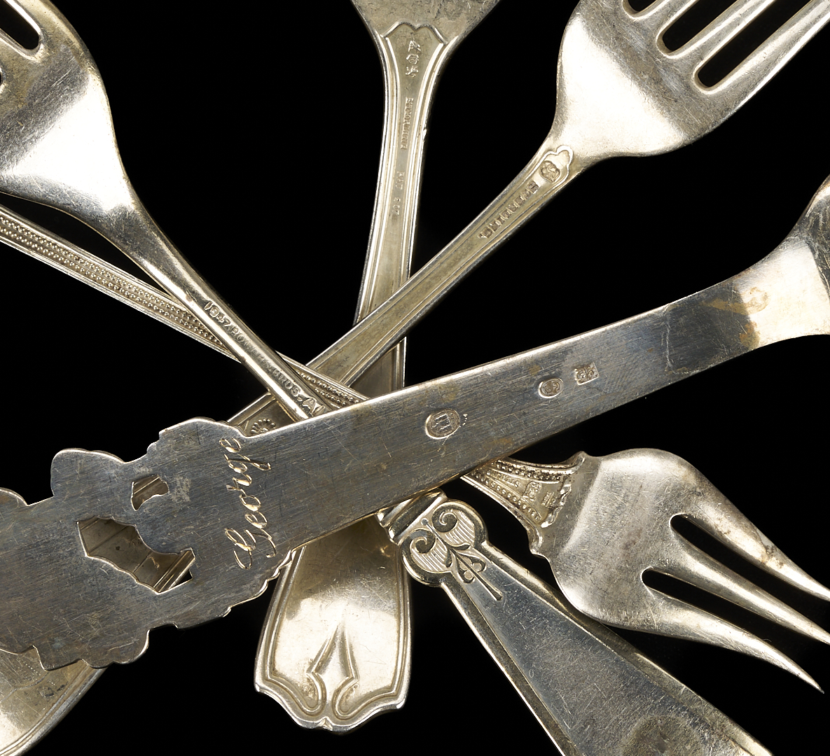Lot 820: 40 Pcs. Assorted Flatware incl. Georg Jensen, Tiffany