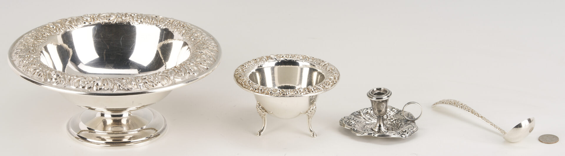 Lot 823: 4 Sterling Silver Table Items, incl. Kirk Repousse