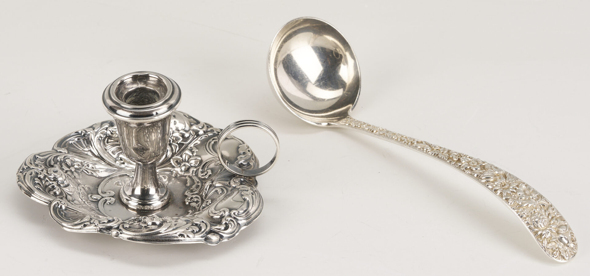 Lot 823: 4 Sterling Silver Table Items, incl. Kirk Repousse