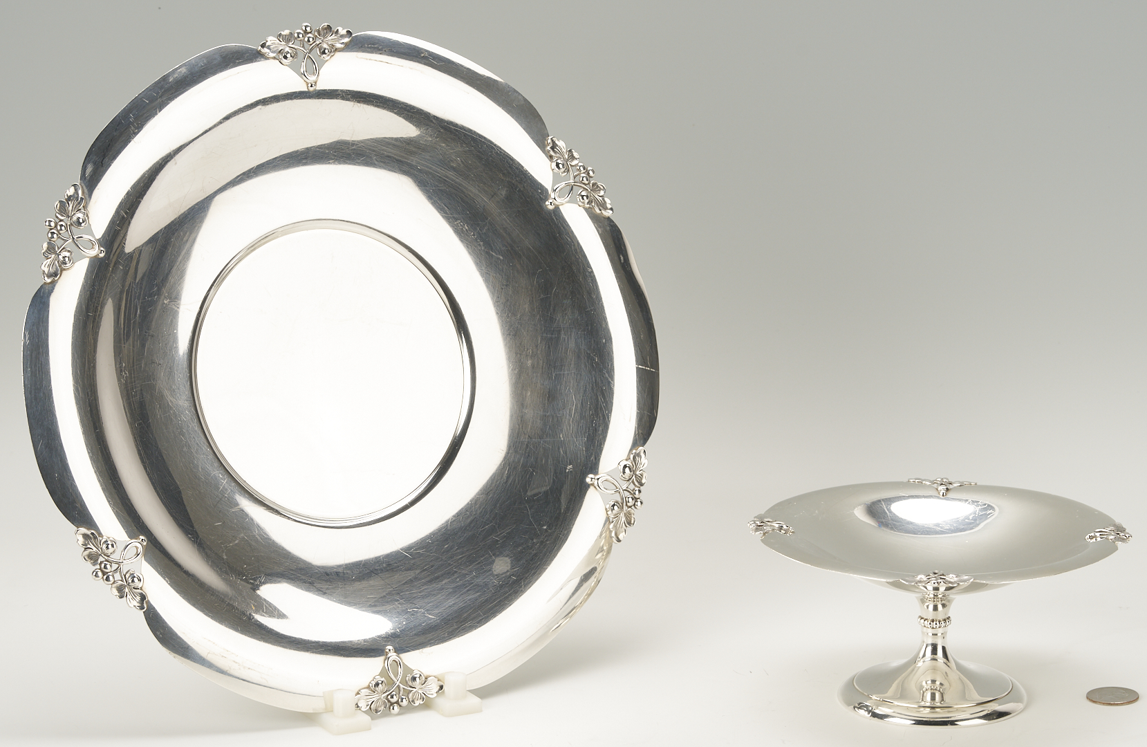 Lot 825: Sterling Silver Dish and Tazza, Alexandria Pattern, Fisher & Hirsch